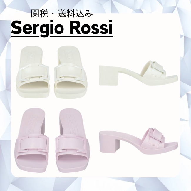 関税・送料込み【Sergio Rossi】スライド ロゴサンダル