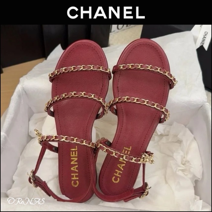 【上品な印象に♪】CHANEL☆サンダル ラムスキン