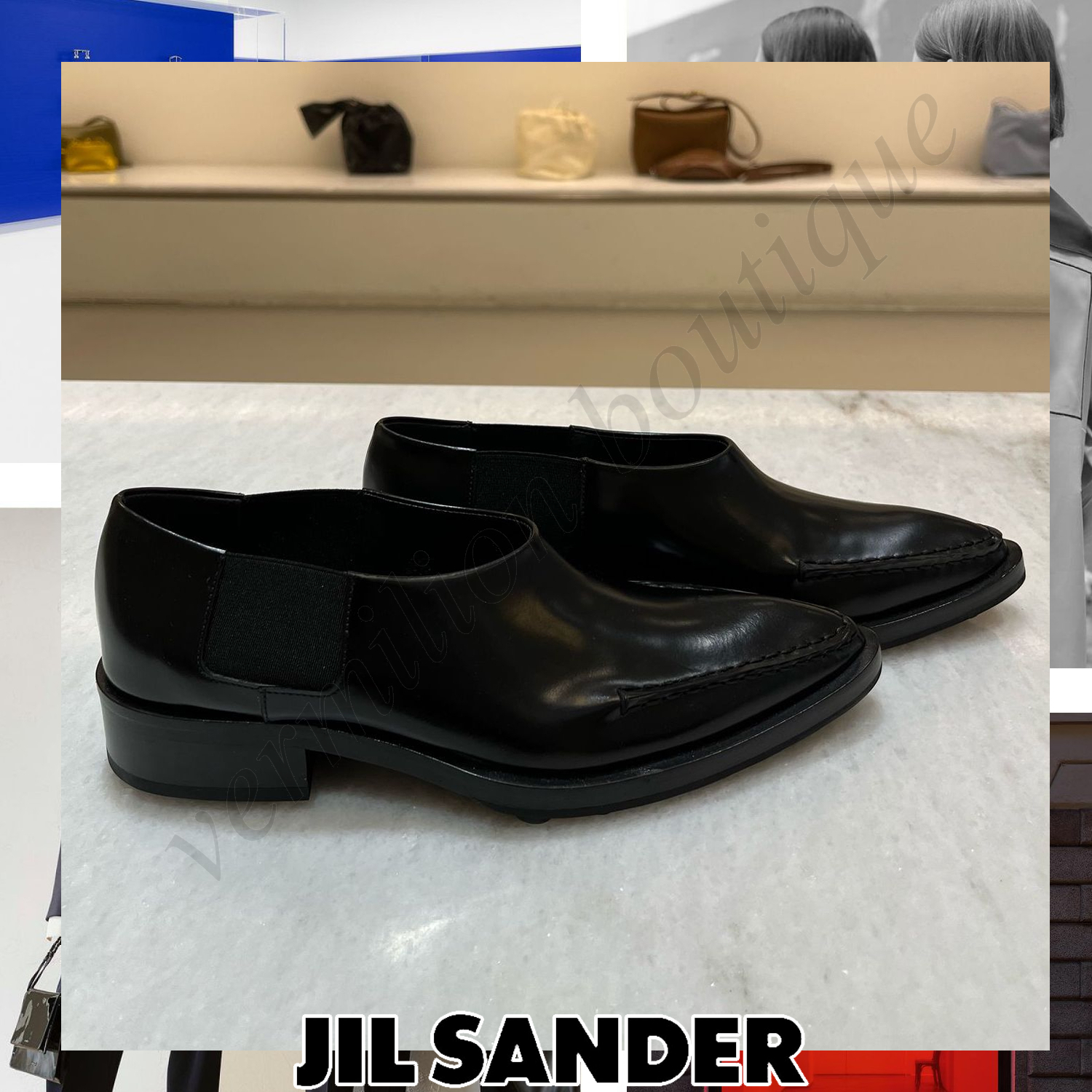 Jil Sander ポインテッドトゥ レザー ローファー ブラック