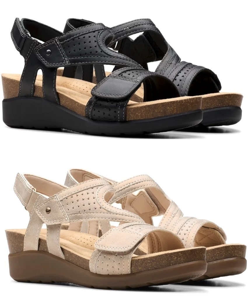 CLARKS ストラップ ウエッジ 5.5cm サンダル 軽量 スニーカー