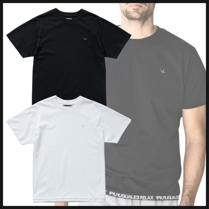 国内発送【1PIU1UGUALE3 RELAX】ヘムロゴ半袖Tシャツ / シンプル