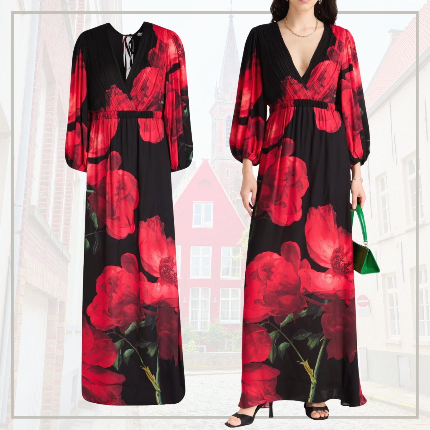 【完売必至】ALICE+OLIVIA 花柄 ラップ風マキシワンピース