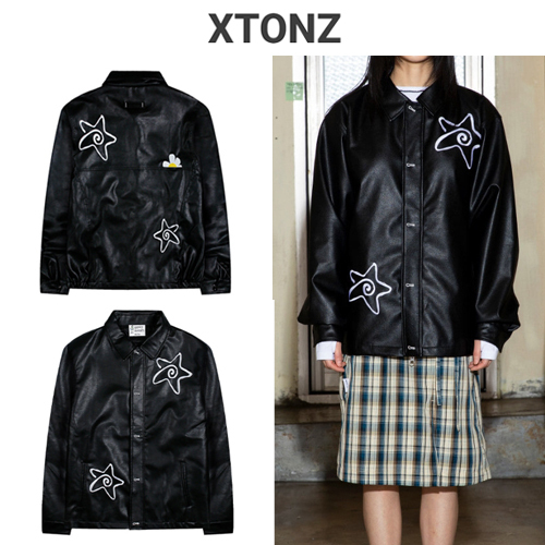 ★2025SS新作★XTONZ★DRUNKEN STAR LEATHER CARCOAT