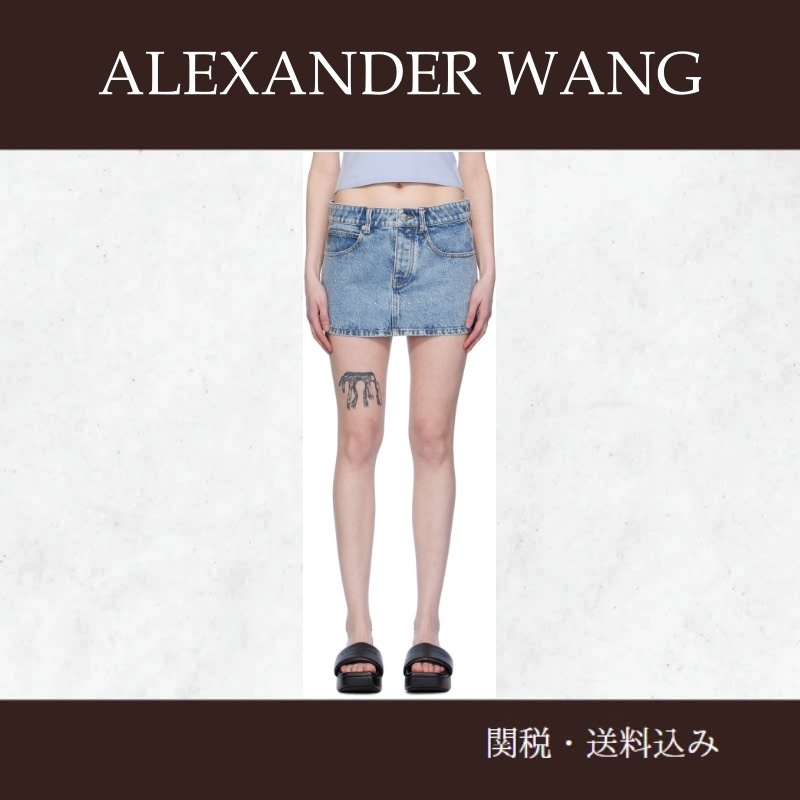 Alexander Wang ☆ブルー ラインストーン デニム ミニスカート