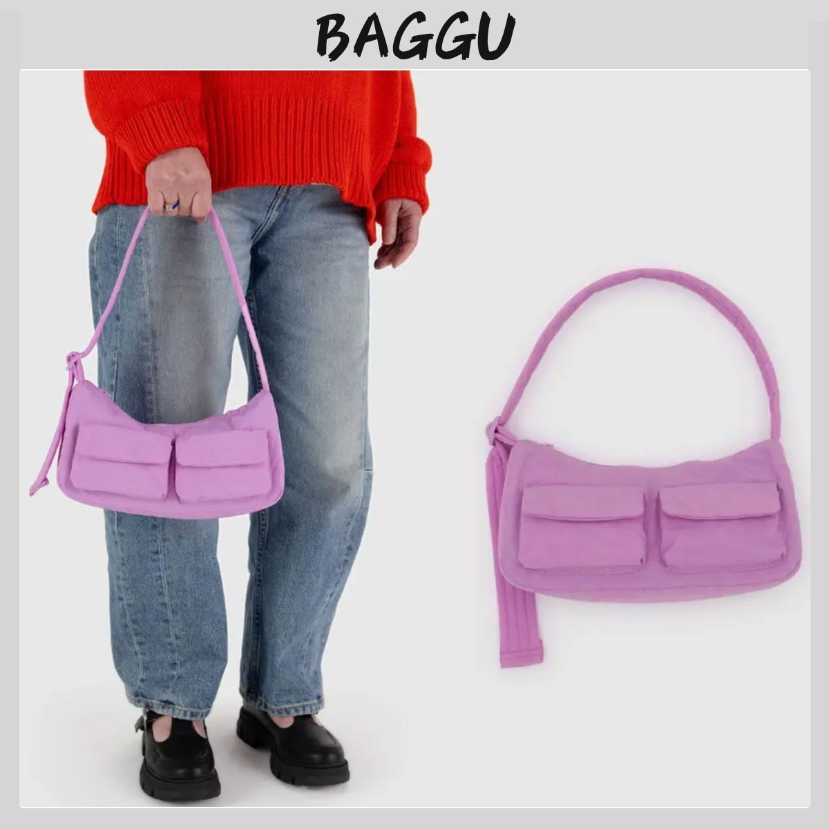 BAGGU カーゴ ショルダーバッグ パープル 送料無料