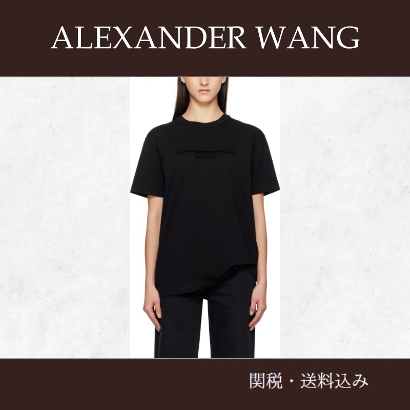 Alexander Wang ☆ブラック ディストレス ロゴ Tシャツ