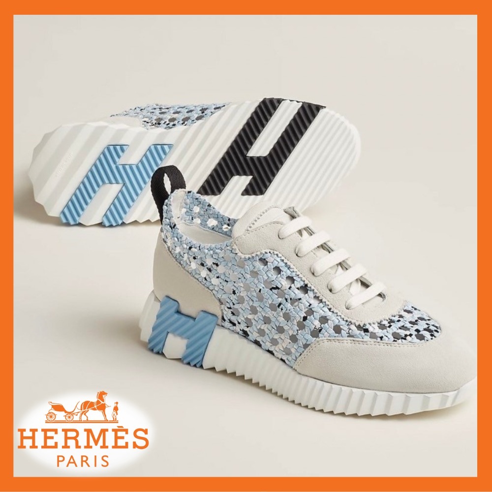 編み込みが涼しく快適に★【HERMES】バウンシングプリントシルク