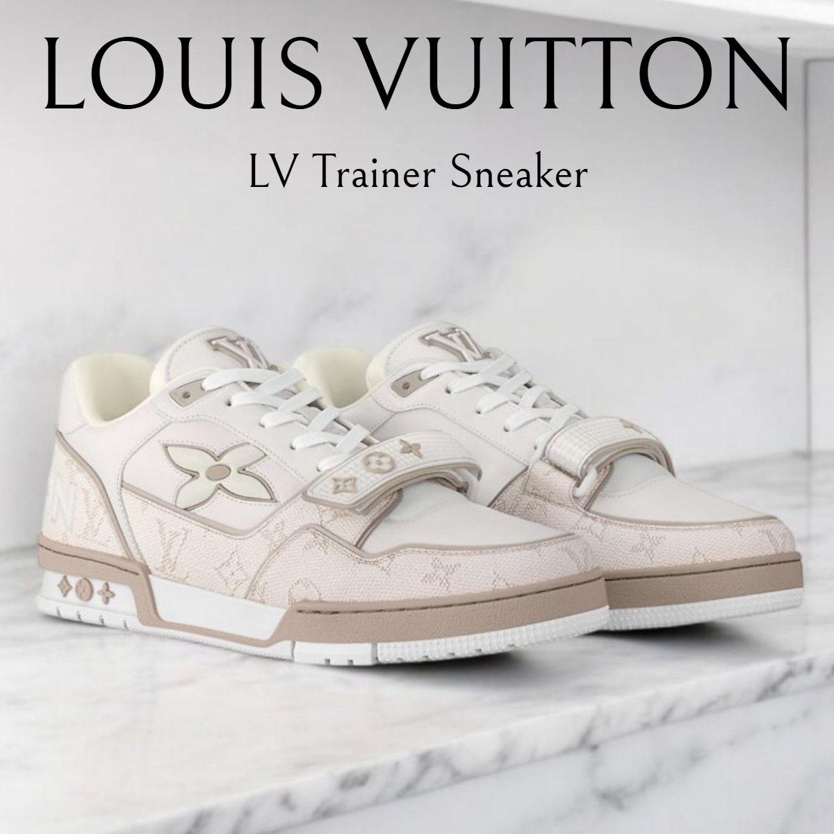 メンズ*LV*トレーナー スニーカー モノグラム ホワイトベージュ