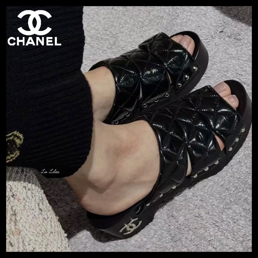 【厚底で足長効果★オシャレ】CHANEL 厚底サンダル