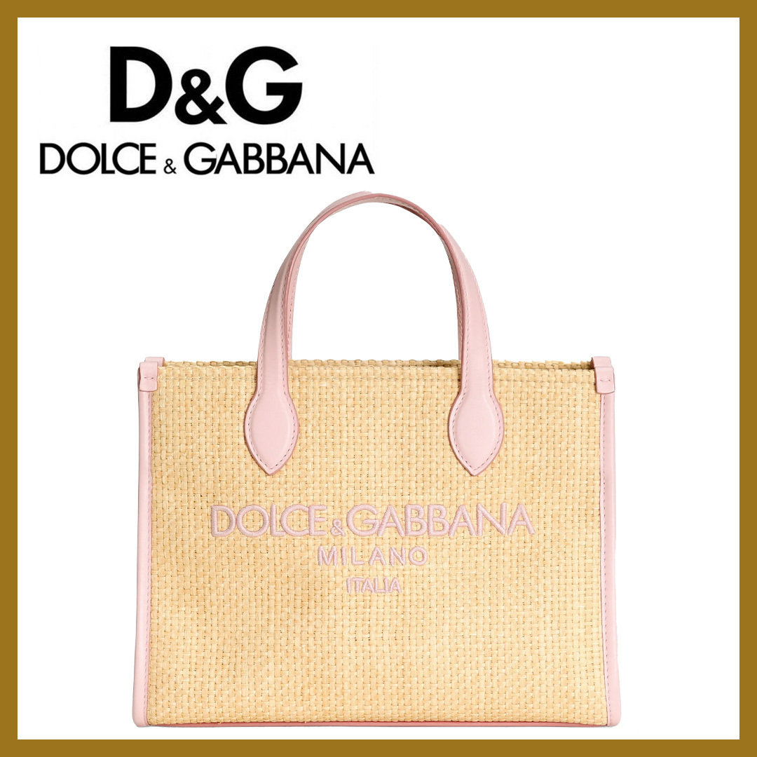 自然素材の温もり*Dolce & Gabbana*ロゴ ストロー ハンドバッグ