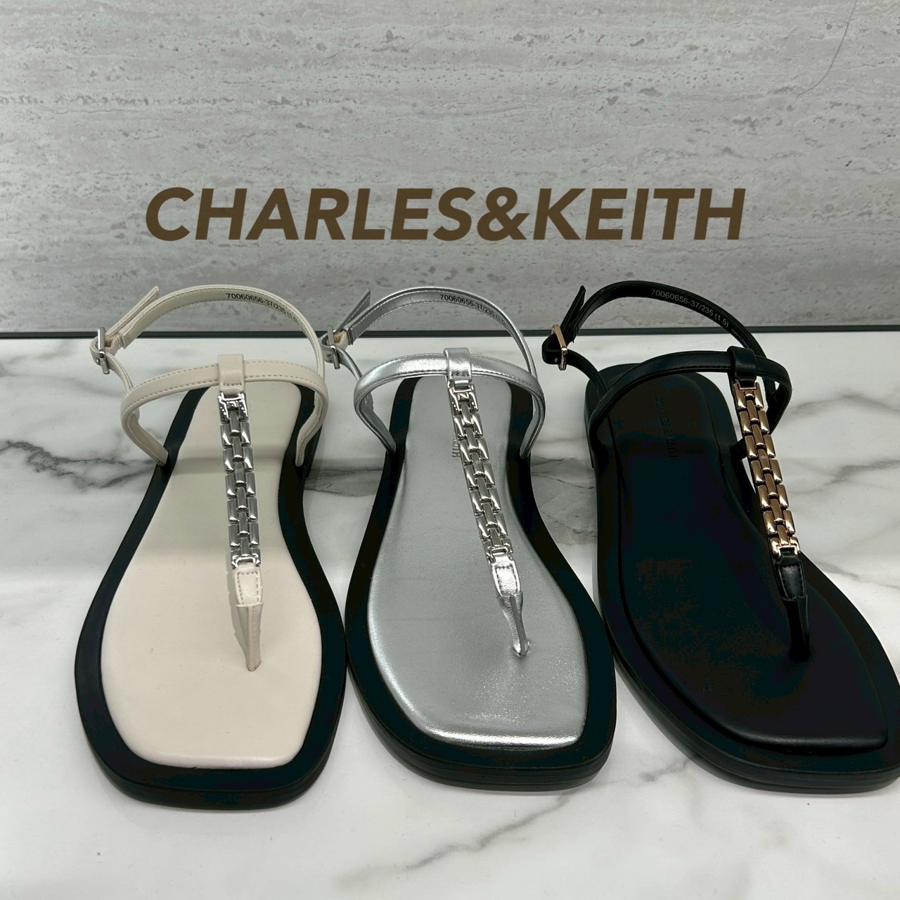★CHARLES&KEITH Chain-Link Thong Sandals/送料込