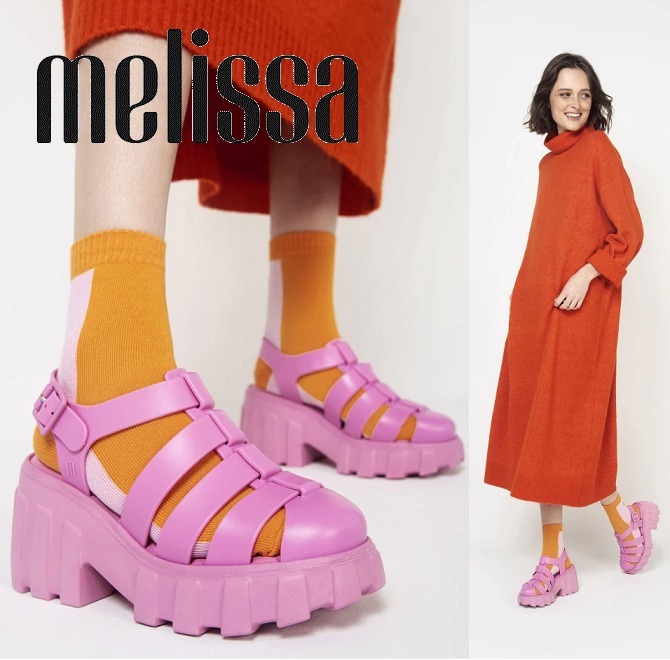 《sale》Melissa 追跡付/送料込 雨の日対策厚底レインサンダル