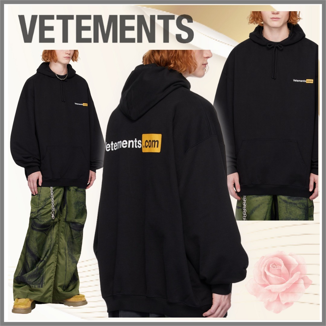 【VETEMENTS】ブラック XXX ロゴ フーディ