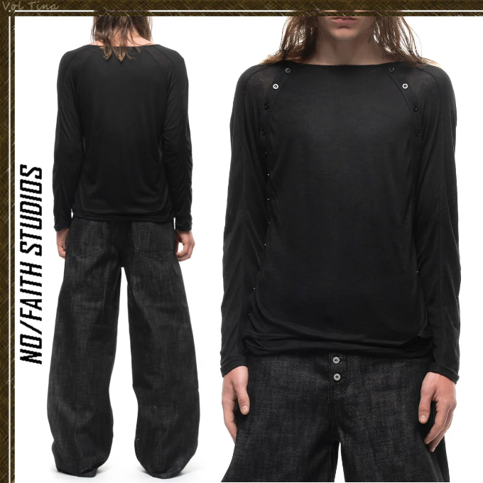 NO/FAITH STUDIOS◆2 BUTTON LINE DOUBLE-LAYERED LS BLACK