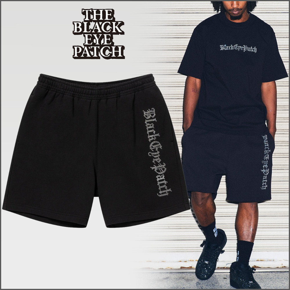 【BlackEyePatch】RHINESTONED OE SWEAT SHORTS
