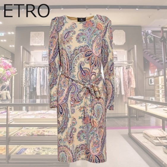 【ETRO】 ペイズリー プリント タイドウエスト ドレス