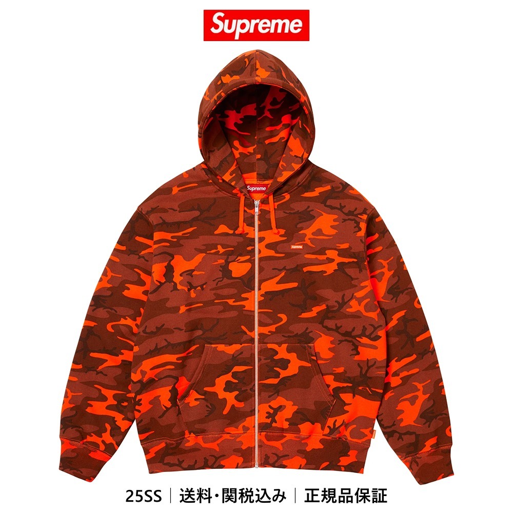 【Supreme】 Small Box Zip Up Hoodie Bright Orange Camo 25SS