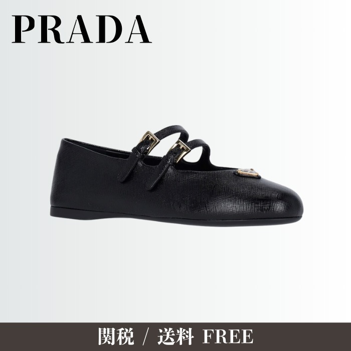 【大人気】PRADA プラダ ストラップ付き バレエ フラット