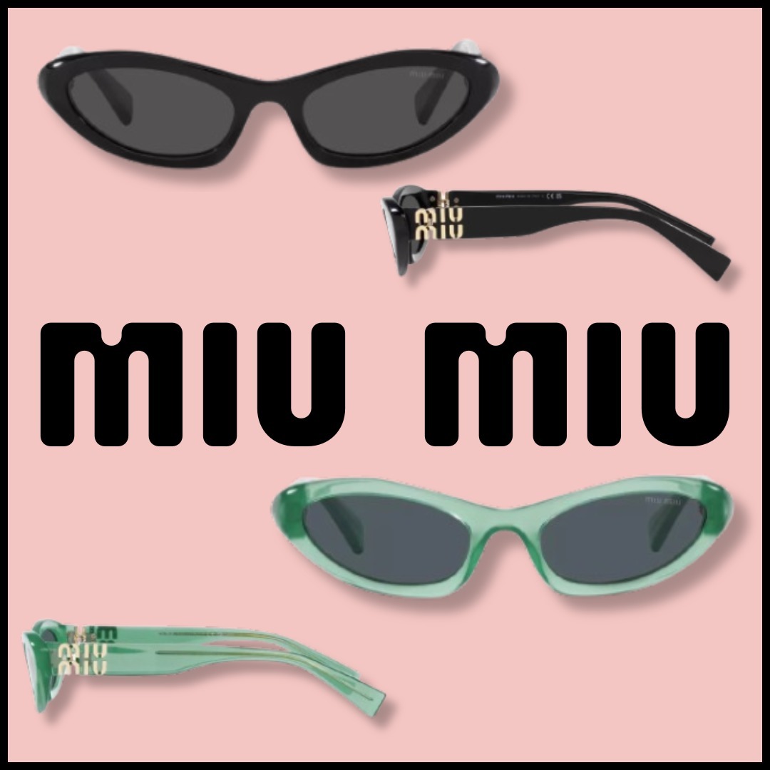 【MIU MIU】サングラス オーバルフレーム アセテート ロゴ 黒 緑