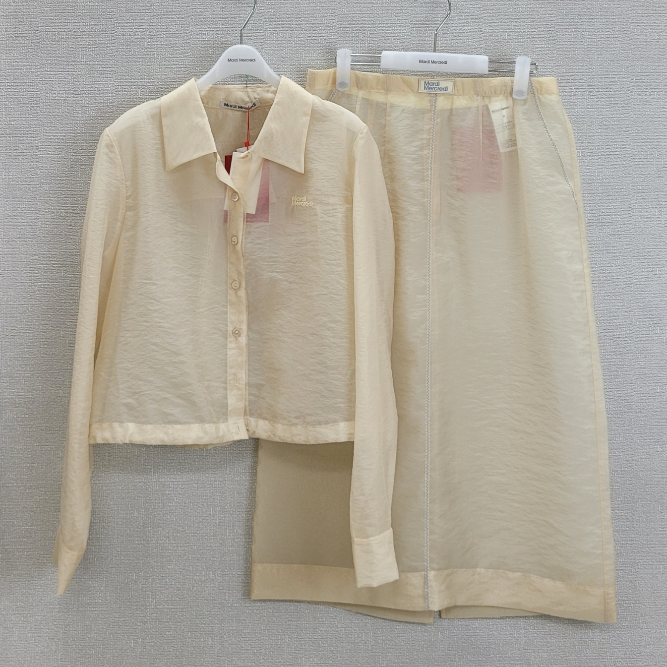 ●Mardi Mercredi●SHEER CROPPED BLOUSE STRING SET_CREAM