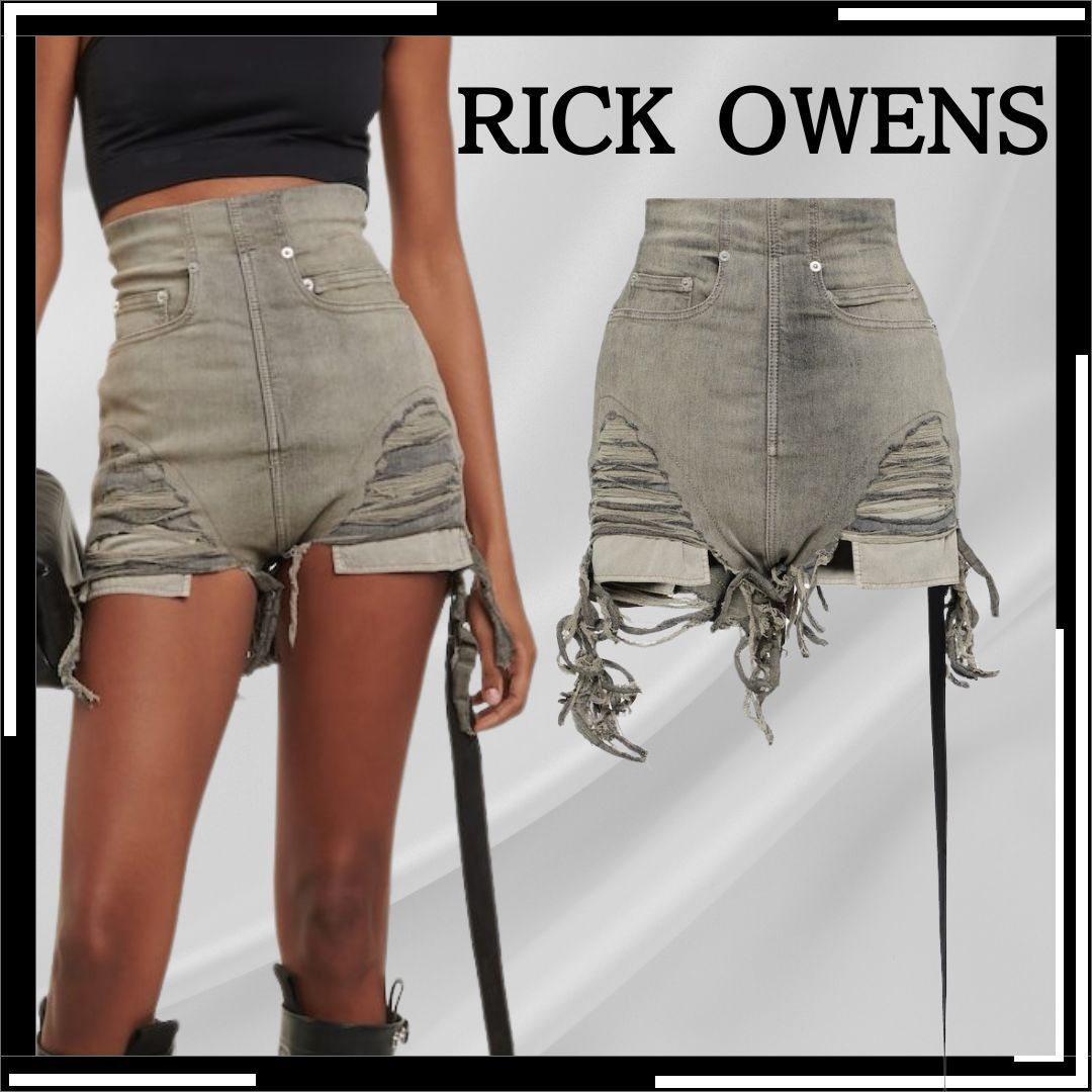 【RICK OWENS】ショートパンツ ハイライズデニム/関税・送料込み