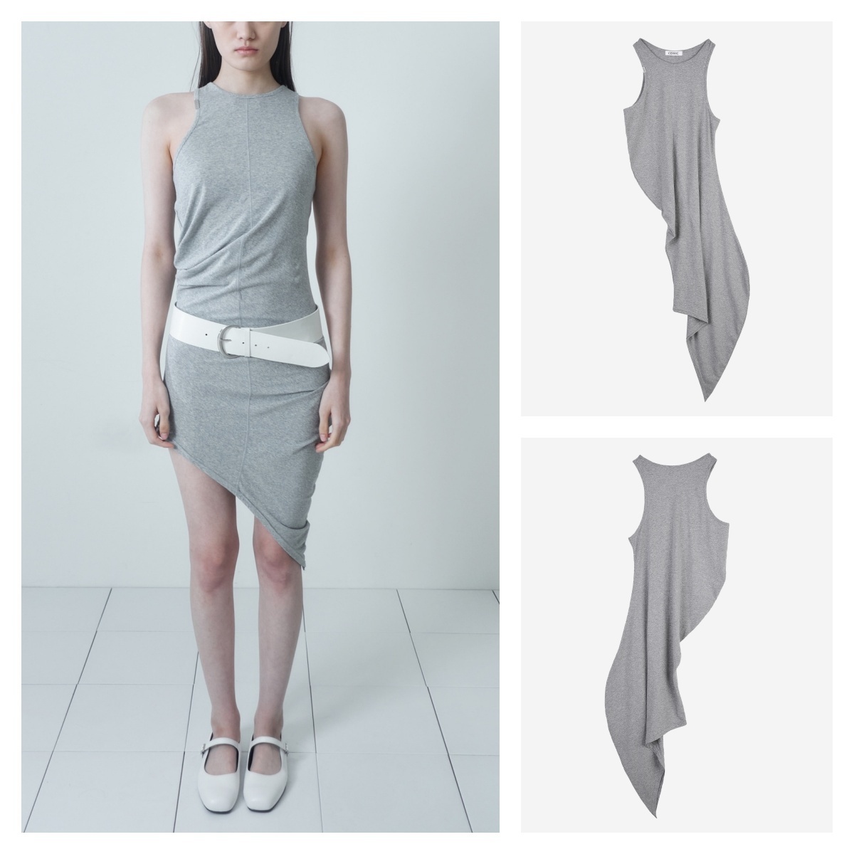 ★CERRIC★WAVE LONG SLEEVELESS DRESS★1572★Grey★韓国★人気
