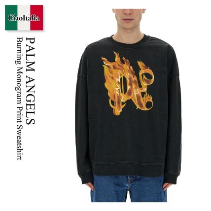 スウェット・トレーナー Palm Angels Burning Monogram Print Sweatshirt Palm Angels | Service Announcement