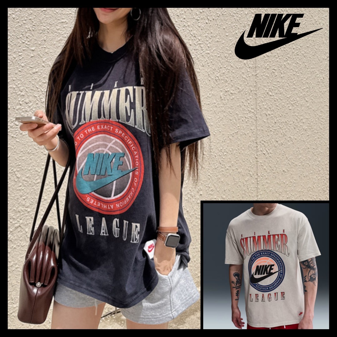 【NIKE】バスケットボールプリント ヴィンテージ風 夏用Tシャツ