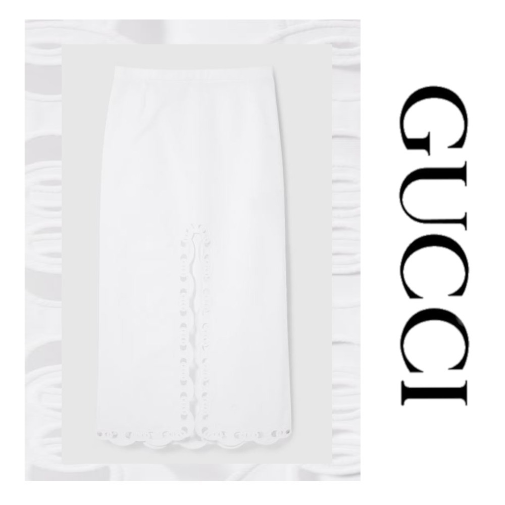 注目の新作【GUCCI】エンブロイダリー コットンポプリンスカート