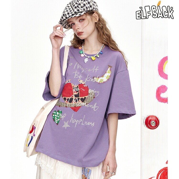 ELFSACK Tシャツ トップス 悪魔の角 厚手 半袖
