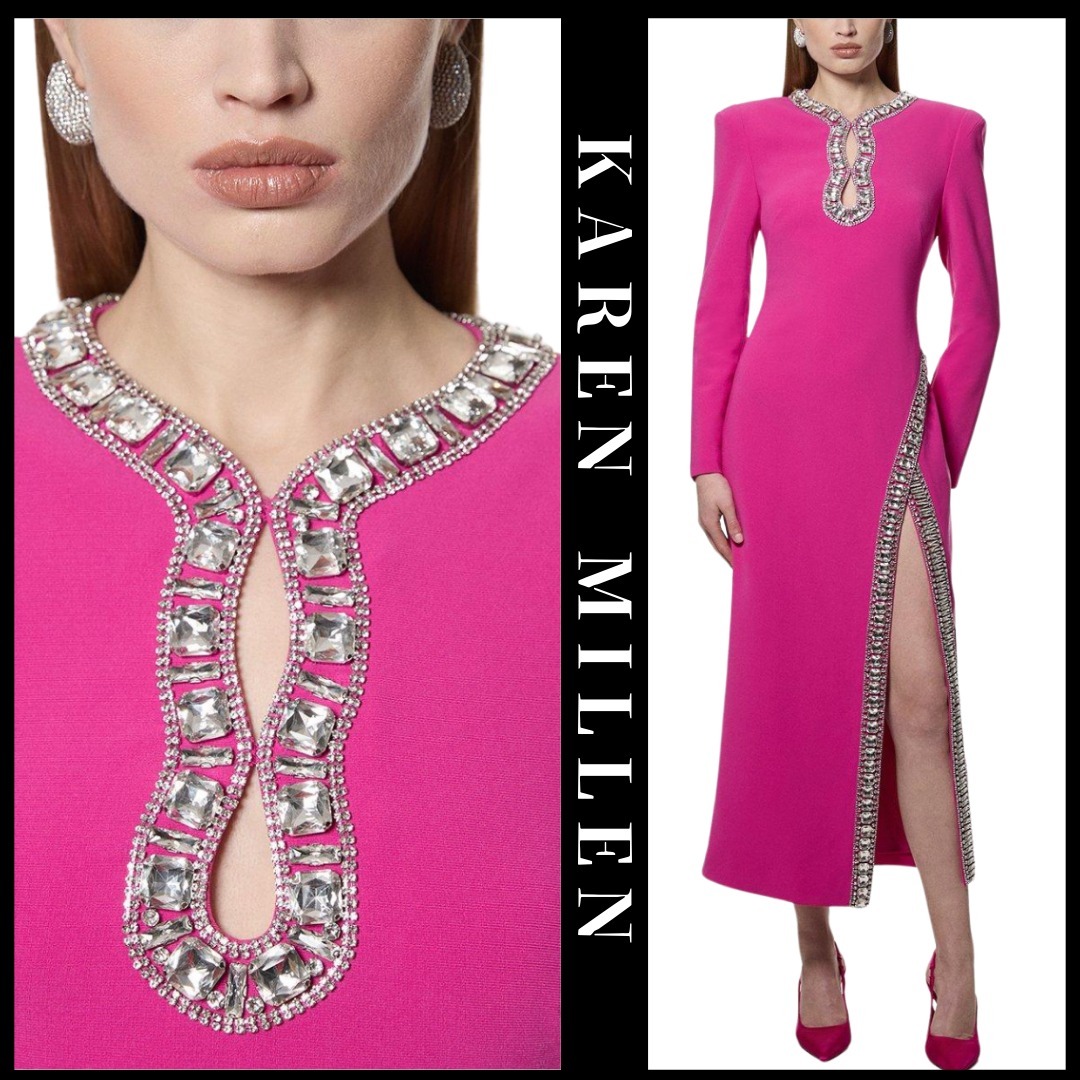 KAREN MILLEN 日本未入荷 カットアウト クリスタル マキシドレス