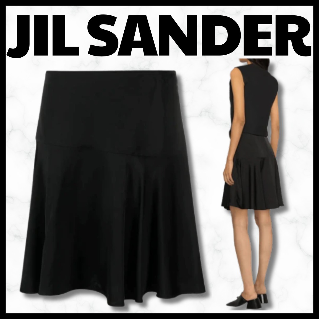 JIL SANDER■ハイウエストAラインスカートパネルデザイン膝上丈