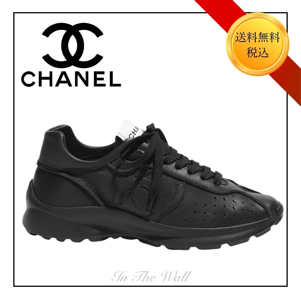 希少品★送料込♪【CHANEL】スニーカー カーフスキン & ブラック