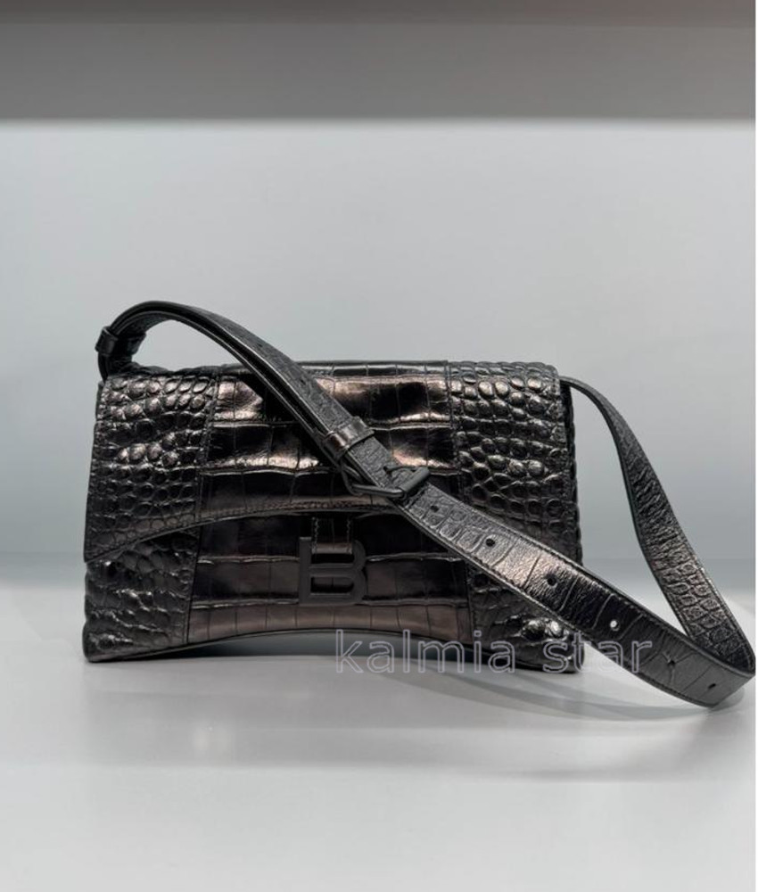 ●送料込●BALENCIAGA●Hourglass クロコ型押しショルダーバッグ
