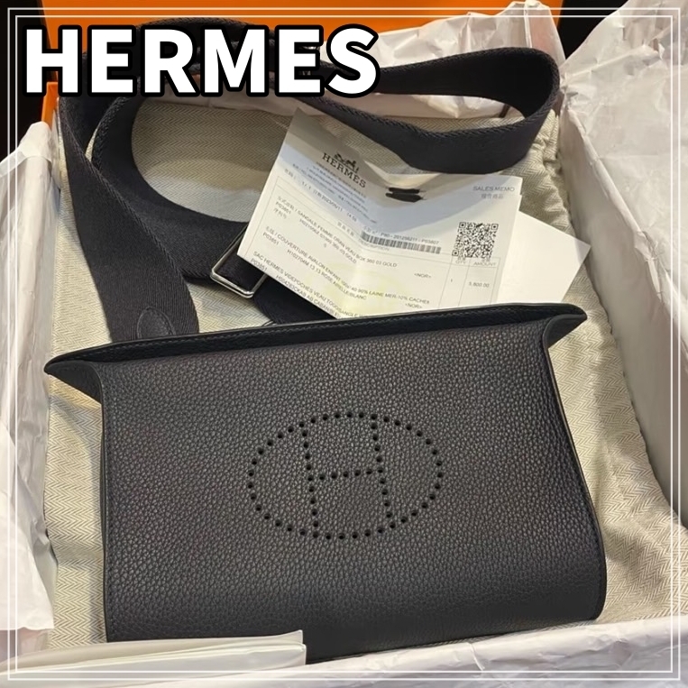 【高級感抜群】HERMES ヴィデポシュ バッグ ブラック