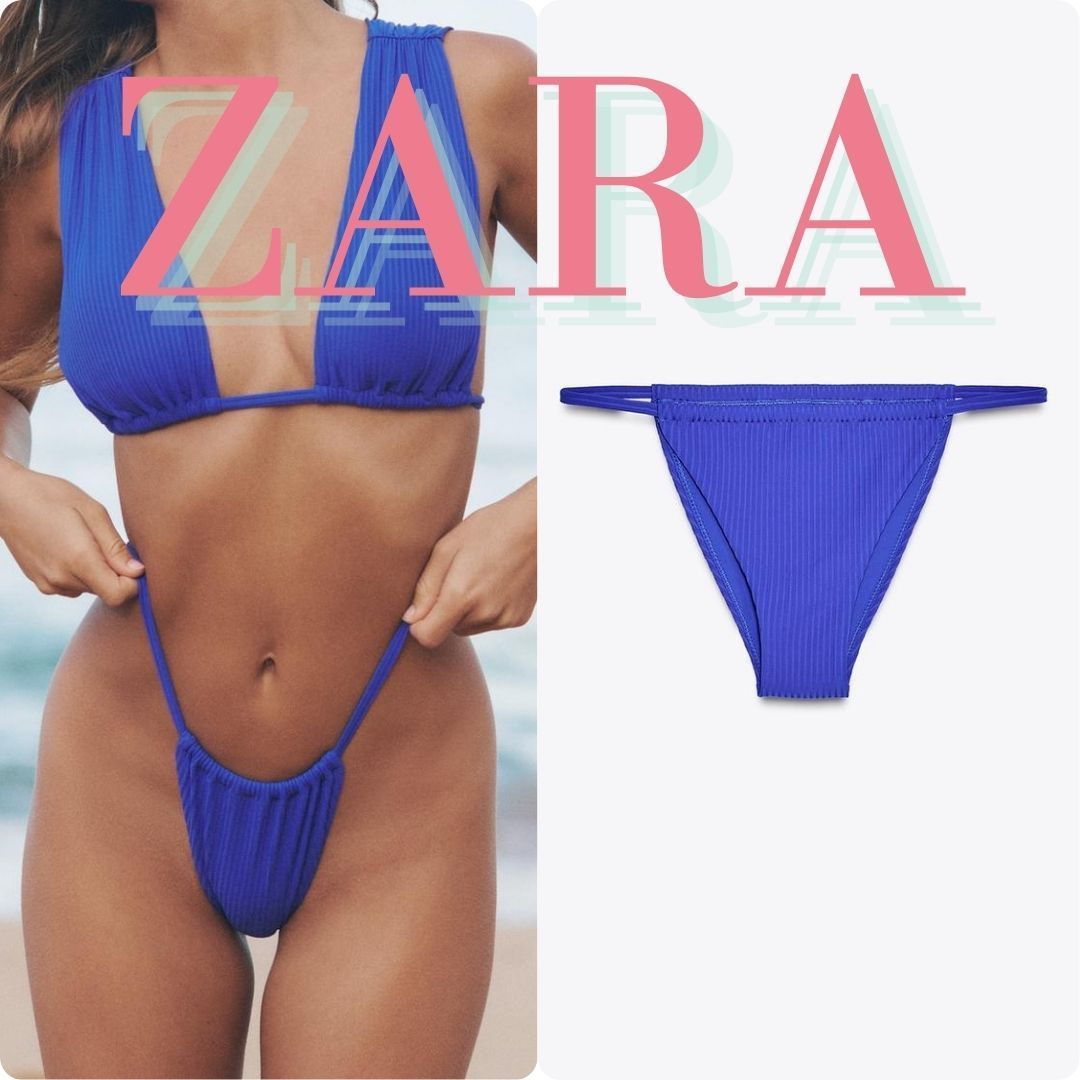 ZARA リブ編みストリングビキニボトム 0167/058