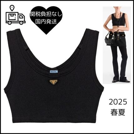 リブ ブラック（黒）系 PRADA(プラダ) タンクトップ(レディース