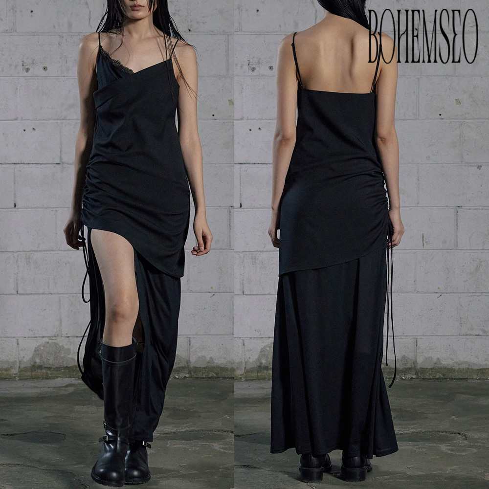 【BOHEMSEO】 ECLIPSE TWISTED MAXI DRESS, BLACK