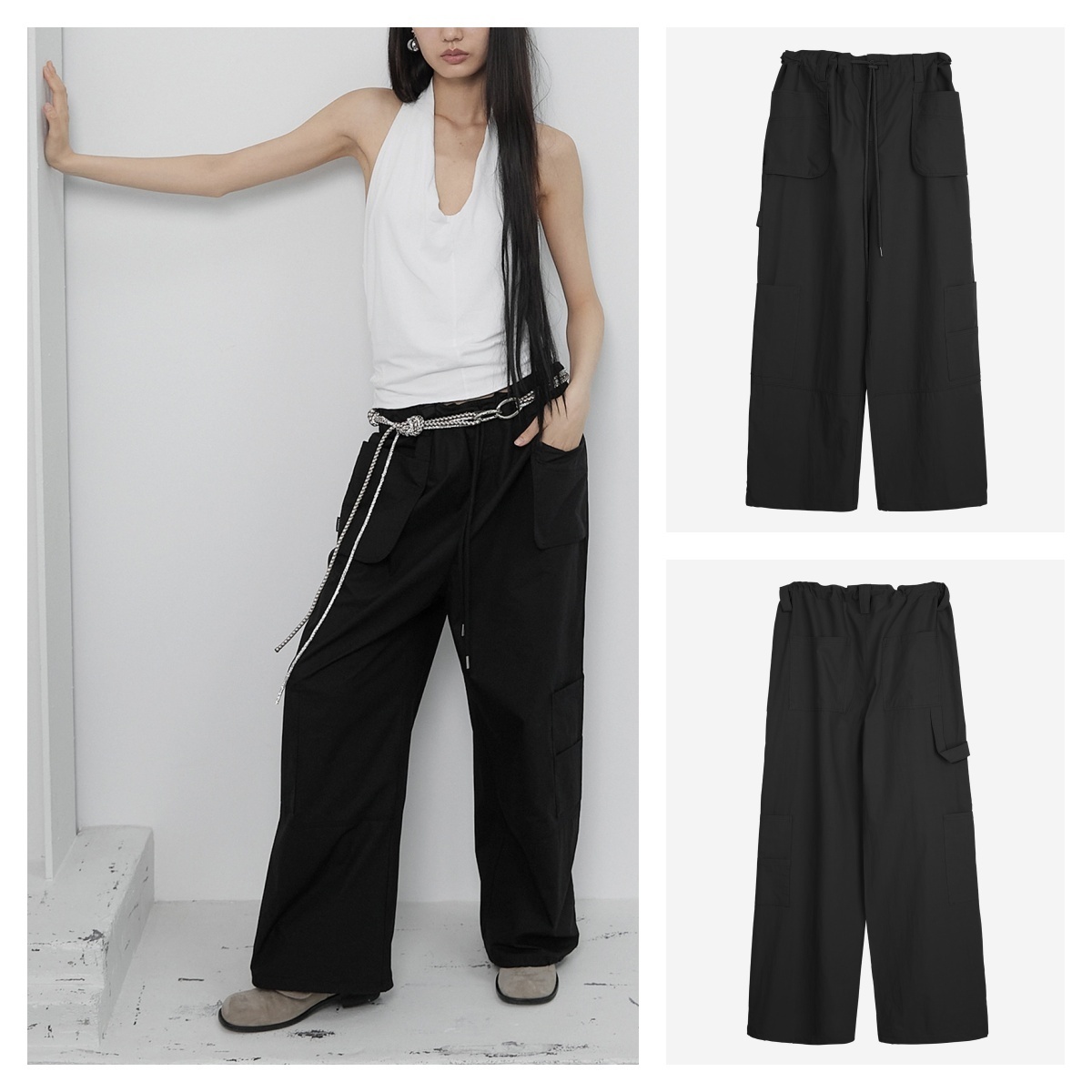 ★CERRIC★POCKET WIDE CARGO PANTS★1837★Black★韓国★大人気