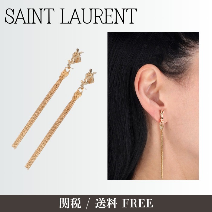 【話題】SAINT LAURENT サンローラン タッセル ピアス ゴールド