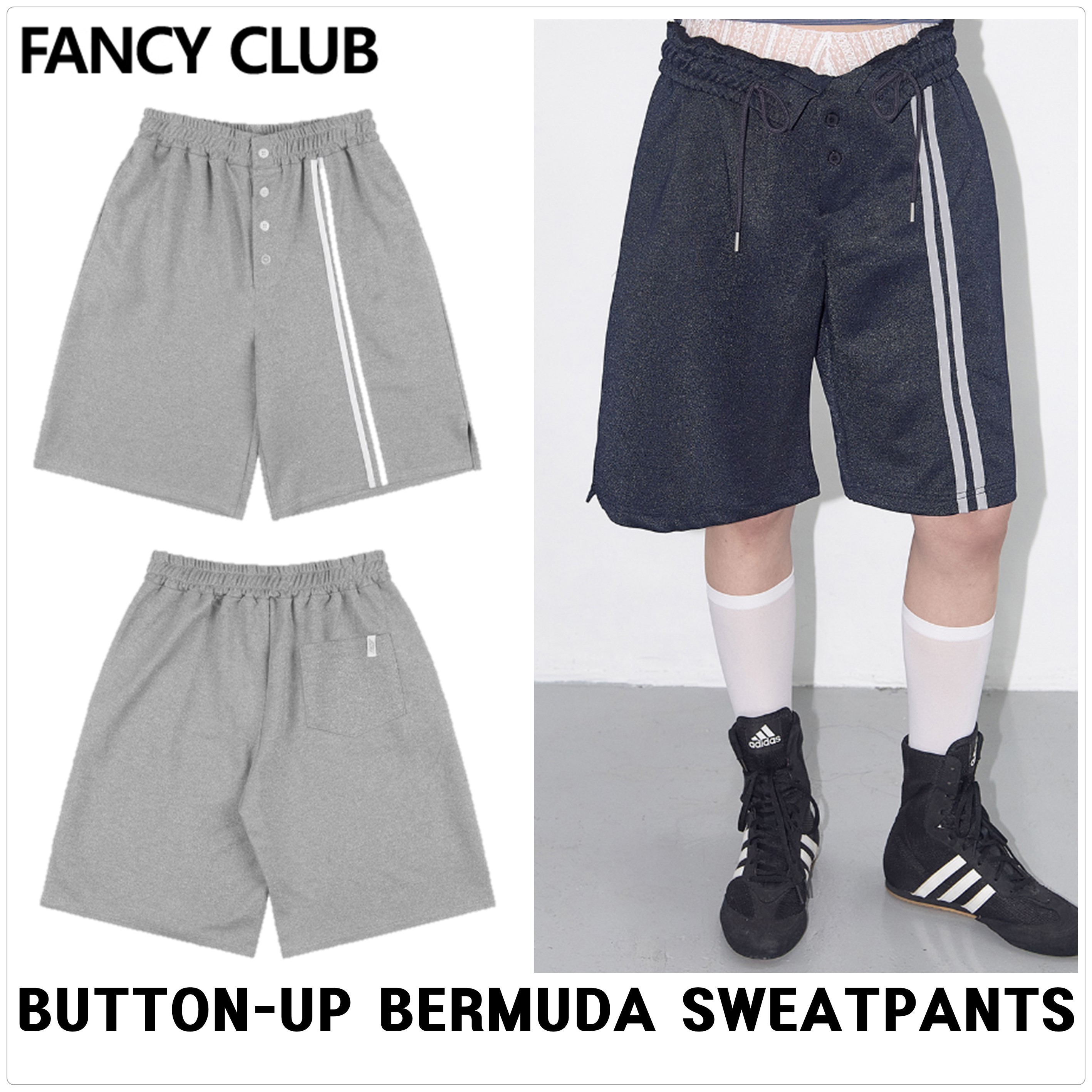 [FANCY CLUB] BUTTON-UP BERMUDA SWEAT パンツ★人気★韓国★