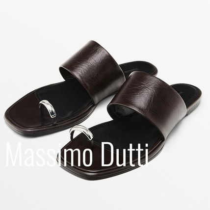 【Massimo Dutti】カウレザーフラットプラットフォームサンダル Massimo Dutti(マッシモドゥッティ) サンダル・ミュール