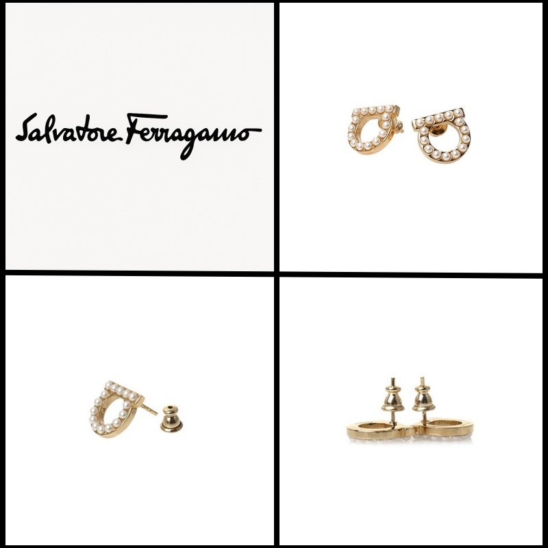 [SALVATORE FERRAGAMO] ガンチーニ クリスタルパール ピアス