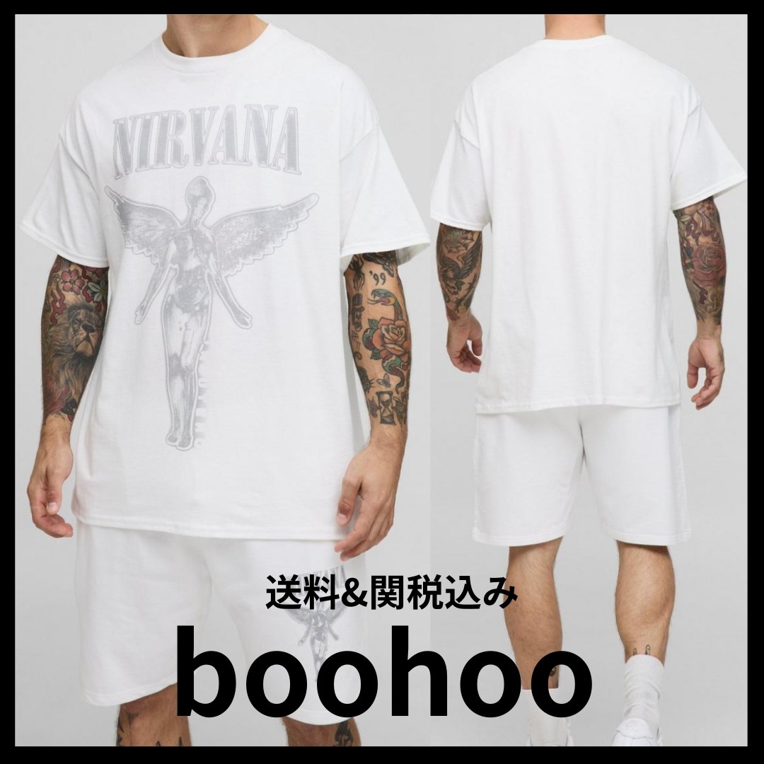 《boohoo》ニルヴァーナライセンスTシャツ＆ショーツセット