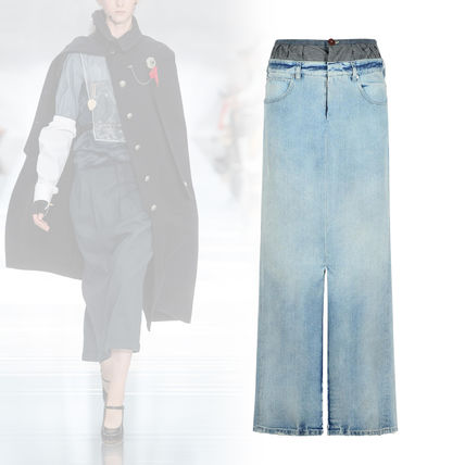 青デニム革バッグスカートTシャツにMargielaマルジェラパンプス Maison Margiela Buckle jeans (Maison Margiela/デニム