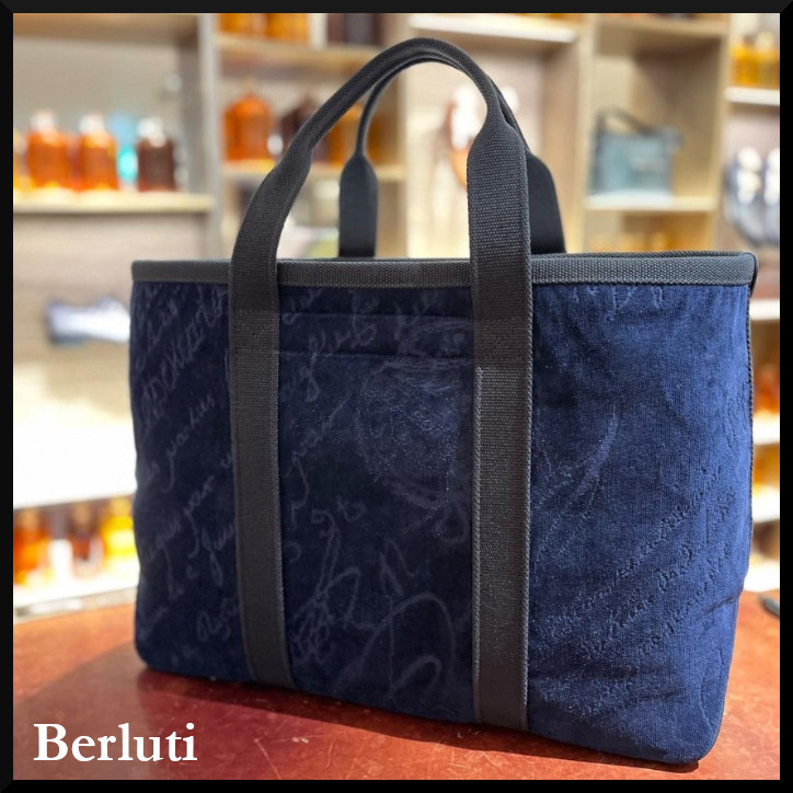 【BERLUTI】オーバーサイズ スポンジ スクリット トートバッグ