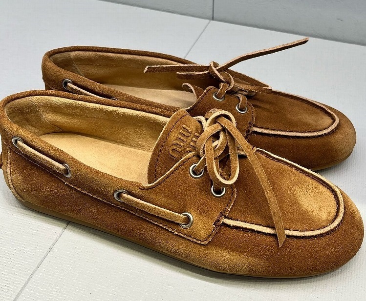 フラットシューズ MIU MIIU 5D123E_Z5O_F0401 FADED SUEDE LOAFERS