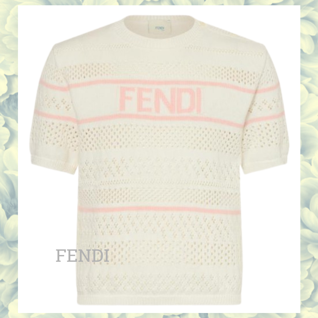 ☆FENDI☆ ロゴ×ストライプ・コットンニットトップス♪ 〜14A