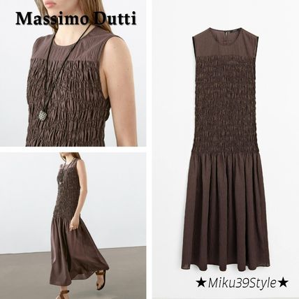 ☆日本未入荷*Massimo Dutti*新作*FLOWING プリーツワンピ/CH☆ ☆日本未入荷*Massimo Dutti*新作*FLOWING プリーツワンピ/CH