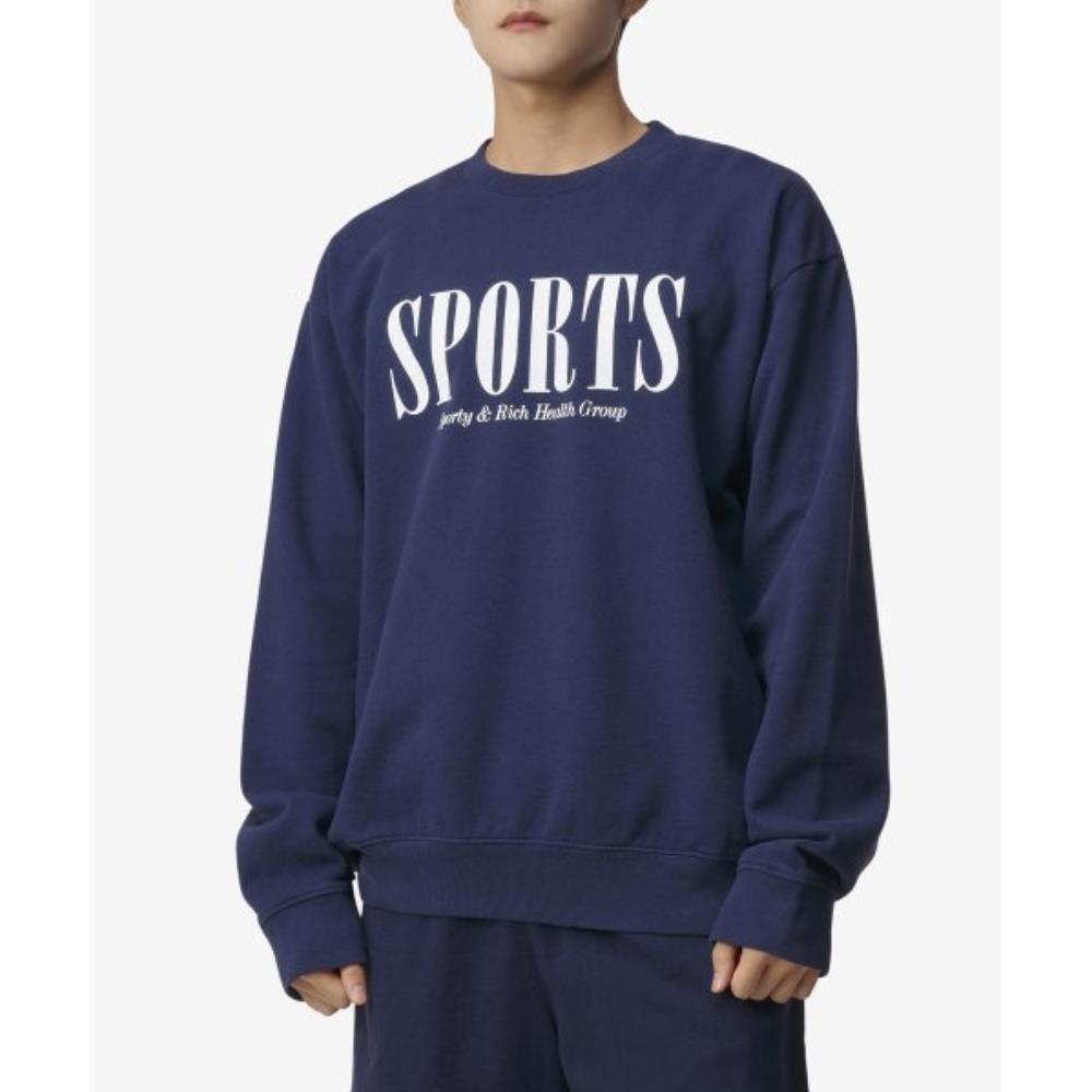 スウェット・トレーナー Sporty & Rich Sports Crewneck Man to Man Navy White CR872NA